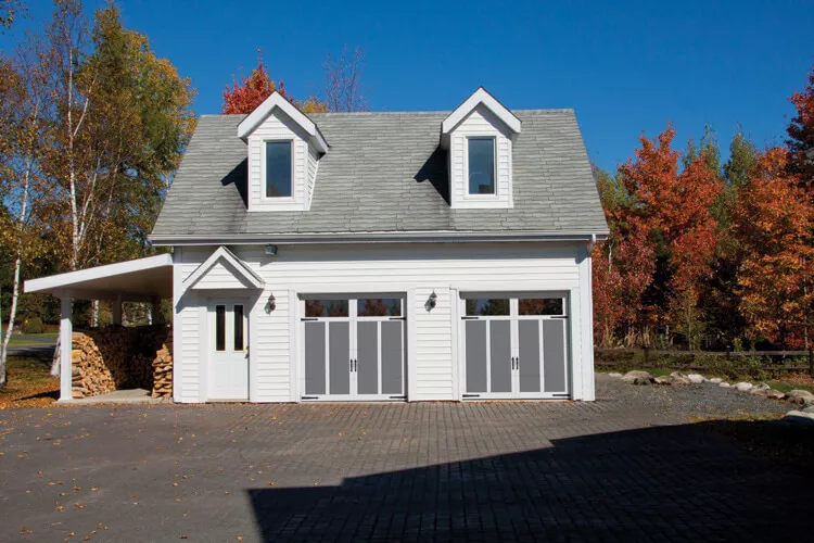 Eastman E-12, 8' x 8', Charcoal doors and Ice White overlays, Clear Panoramic windows